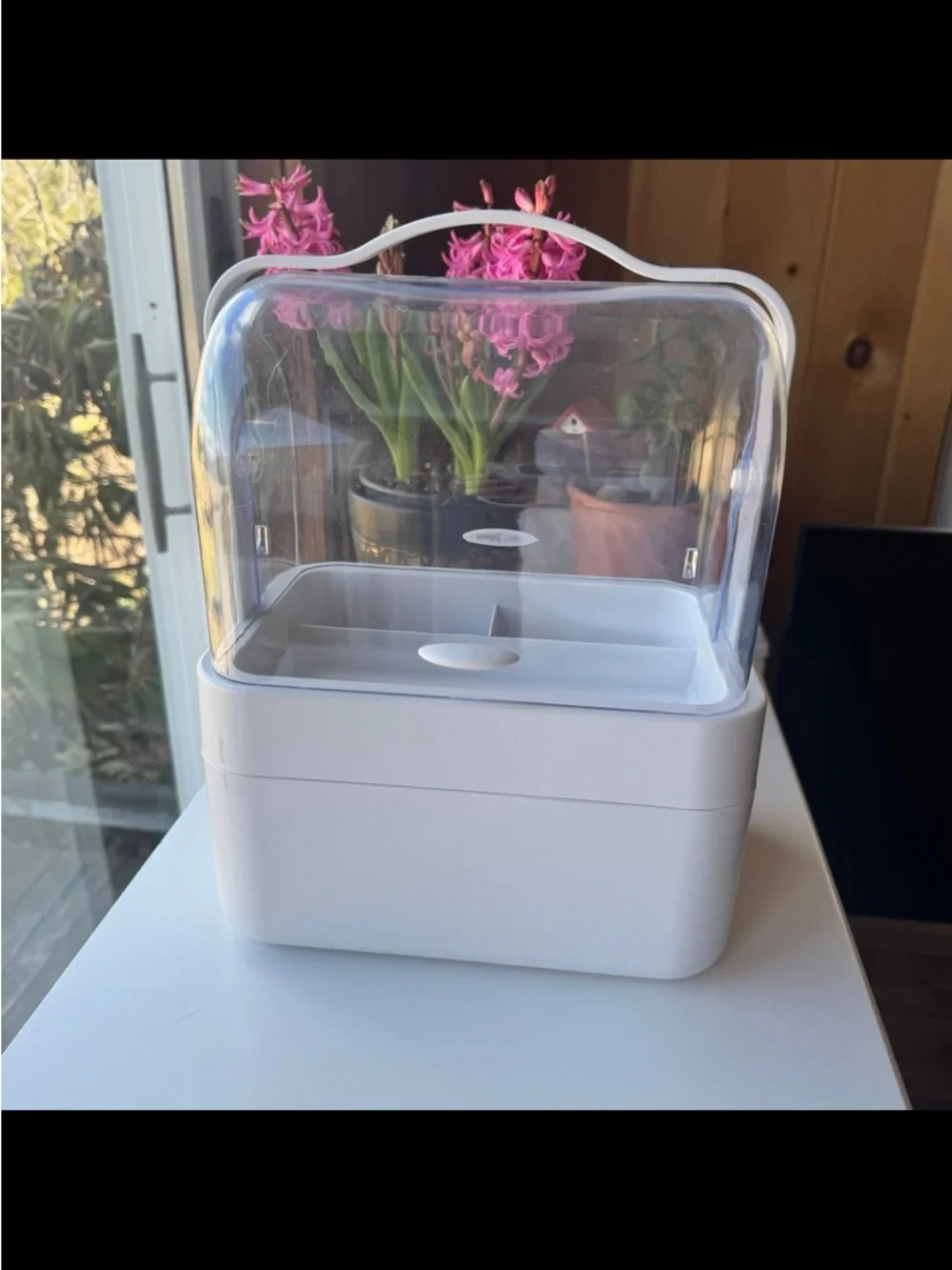 White Stackable Cosmetic & Jewelry Organizer with Clear Lid